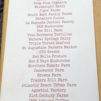 Catch 27 - Where they're Locally sourced items come from - Southern Near Me - Saint Augustine, Florida