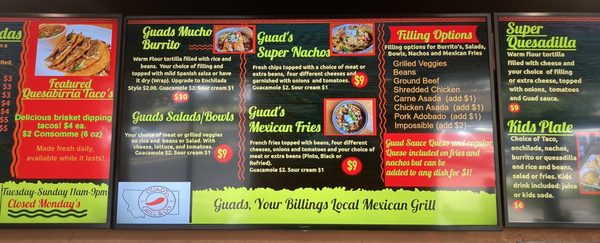 Menu photo 1 Guad's Grill & Go Billings, MT Menu photo 1 Guad's Grill & Go Billings, MT