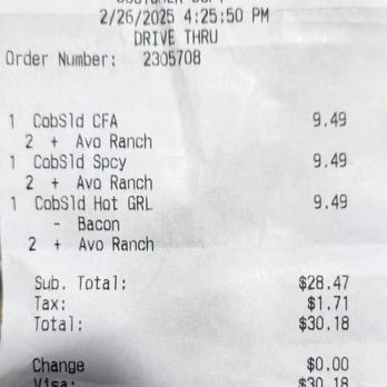 Chick-fil-A - Salad, receipt, Chick-Fil-A - Fast Food Near Me - Suwanee, Georgia Chick-fil-A - Salad, receipt, Chick-Fil-A - Fast Food Near Me - Suwanee, Georgia