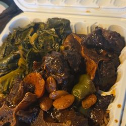 Island Flavors - Oxtails with rice and peas and collards