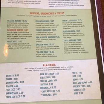 La Cabana Mexican Grill - Menu - Mexican Near Me - Hubertus, Wisconsin La Cabana Mexican Grill - Menu - Mexican Near Me - Hubertus, Wisconsin
