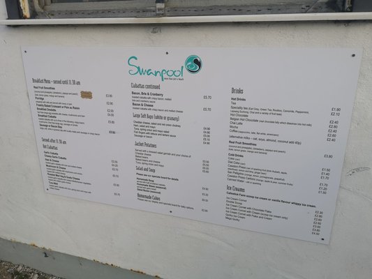 Menu photo 1 Swanpool Beach Cafe Falmouth, CON Menu photo 1 Swanpool Beach Cafe Falmouth, CON