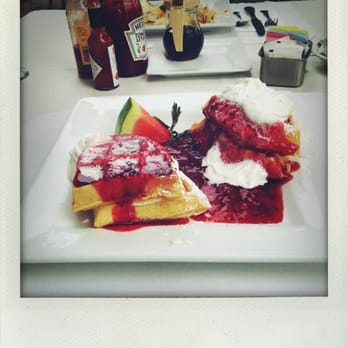 Crown Bistro - Strawberry ricotta belgium waffles! - Breakfast & Brunch Near Me - Coronado, California