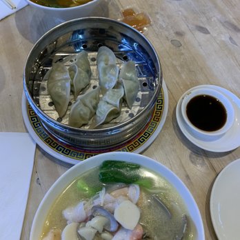 Bai Wei - ( Bottom to top) Seafood soup, shrimp and vegetable steamed dumplings, beef stew - Szechuan Near Me - Philadelphia, Pennsylvania