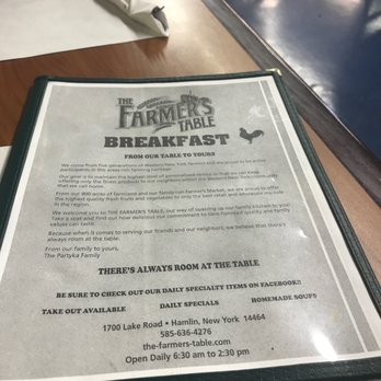 The Farmers Table - Breakfast menu - American Near Me - Hamlin, New York The Farmers Table - Breakfast menu - American Near Me - Hamlin, New York