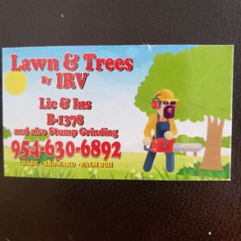 Lawn & Trees by Irv - business card - Tree Services Near Me