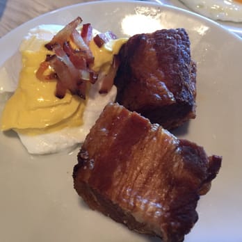 Cava Mezze - Olney - Pork belly and eggs (poached egg, pancetta, hollandaise) - Mediterranean Near Me - Olney, Maryland Cava Mezze - Olney - Pork belly and eggs (poached egg, pancetta, hollandaise) - Mediterranean Near Me - Olney, Maryland