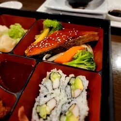 Sakura Sushi and Grill - Lunch bento box teriyaki salmon
