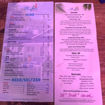 Alligator Reef Club - Menu second picture - Bars Near Me - Melbourne, Florida