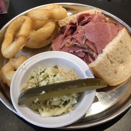 Large Pastrami Sandwich ($13.95) + a side of Onion Rings ($4.95). Large Pastrami Sandwich ($13.95) + a side of Onion Rings ($4.95).