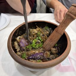 eggplant with garlic sauce and preserved egg