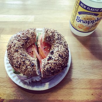 Pennington Bagel Experience - Whole wheat everything toasted with cream cheese, avocado, tomato, and red onion - Delis Near Me - Pennington, New Jersey