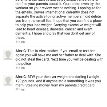 Curves - Owner of business messaging my daughter who has no had any contact with her for a month now. Does she have an illness? - Gyms Near Me - Houston, Texas