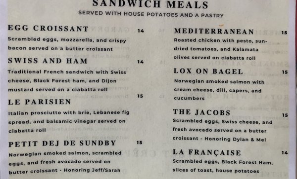 Menu photo 2 Café Miriam- City Park Denver, CO