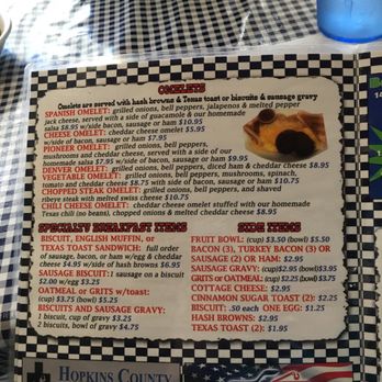 Pioneer Cafe - Second page of Breakfast Menu - Breakfast & Brunch Near Me - Sulphur Springs, Texas