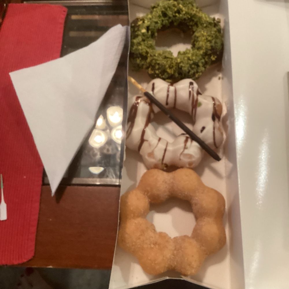 Churros, white chocolate, Dubai chocolate donuts Churros, white chocolate, Dubai chocolate donuts