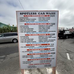 Spotless Car Wash - Pricing Aug 2026