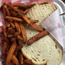 Jenna's Drive In - Gobbler Sandwich with sweet potato fries