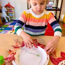 Primrose making Thanksgiving art for momma!