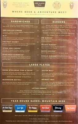 Menu photo 2 Barrel Mountain Brewing Battle Ground, WA