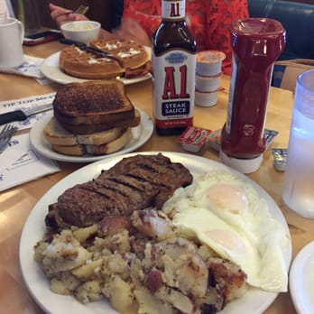 Tip Top Meats - Steak (medium), over easy eggs, potatoes, and sourdough for around $11 - Meat Shops Near Me - Carlsbad, California Tip Top Meats - Steak (medium), over easy eggs, potatoes, and sourdough for around $11 - Meat Shops Near Me - Carlsbad, California