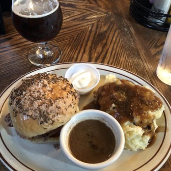 Beef & Brew - Classic beef on weck with garlic smashed potatoes - New American Near Me - Geneva, New York