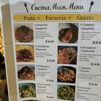 Cucina Moon - Menu - Pasta Shops Near Me - Honolulu, Hawaii