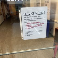 Labcorp - The sign that the lady hung at the door while we stood outside in the cold