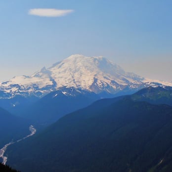 Mt. Rainier Gondola - View of Mt. Rainier and foothills from summit - Tours Near Me - Enumclaw, Washington Mt. Rainier Gondola - View of Mt. Rainier and foothills from summit - Tours Near Me - Enumclaw, Washington