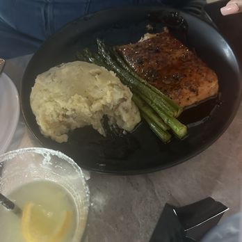 Congregate Kitchen & Lounge - Chili Glazed Salmon Garlic Mashed Potatoes Grilled Asparagus - Breakfast & Brunch Near Me - Houston, Texas