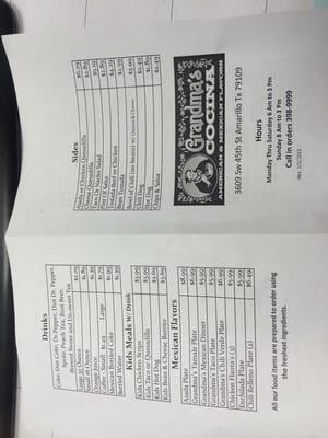 Menu photo 1 Grandma's Cocina Amarillo, TX Menu photo 1 Grandma's Cocina Amarillo, TX