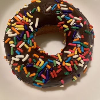 Alfalfa - Chocolate Sprinkle Doughnut $2.25 (this was bland with chocolate and not worth the calories lol) - Salad Near Me - Hoboken, New Jersey
