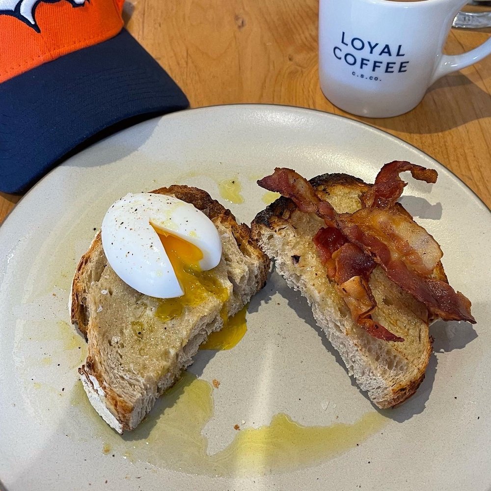 Loyal Coffee - Egg and Toast (w/ bacon added) - Coffee & Tea Near Me - Colorado Springs, Colorado Loyal Coffee - Egg and Toast (w/ bacon added) - Coffee & Tea Near Me - Colorado Springs, Colorado