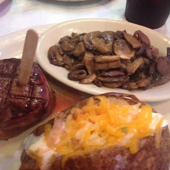 Cody's Original Roadhouse - Bacon wrapped filet mignon, loaded bake potato, with a side of mushrooms. Omg so good, cooked perfectly!!! - New American Near Me - Sebring, Florida Cody's Original Roadhouse - Bacon wrapped filet mignon, loaded bake potato, with a side of mushrooms. Omg so good, cooked perfectly!!! - New American Near Me - Sebring, Florida