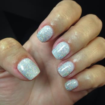 Five Star Nail - Gel manicure with marshmallow gin & hologram diamond on top - Nail Salons Near Me - Miami, Florida Five Star Nail - Gel manicure with marshmallow gin & hologram diamond on top - Nail Salons Near Me - Miami, Florida