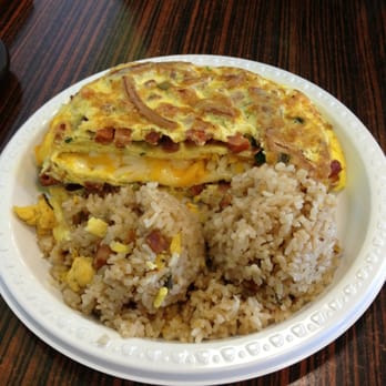 Pine Tree Cafe - Sonia's omelette with fried rice - Breakfast & Brunch Near Me - Kailua-Kona, Hawaii Pine Tree Cafe - Sonia's omelette with fried rice - Breakfast & Brunch Near Me - Kailua-Kona, Hawaii