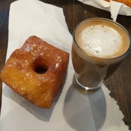 Plain donut and cortado