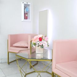 Mirage Venue - Chic lounge setup with blush seating and florals--ideal for mingling and photos.