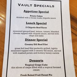 The Bank Bar & Vault Restaurant - Vault Specials