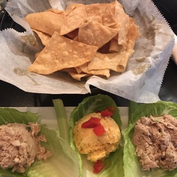 Porter Jacks Grill - Manning Trio - chicken salad, tuna salad, & pimiento cheese, with warm chips - American Near Me - Manning, South Carolina