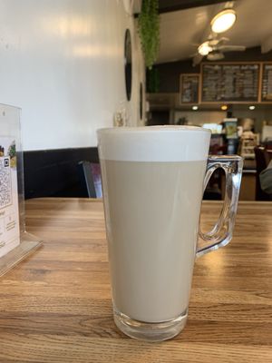 Photo of K's Crepes & Cafe - Sunnyvale, CA, US. Oatmilk chai and smoke salmon crepe