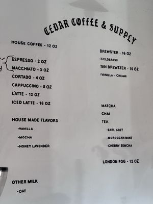 Menu photo 1 Cedar Coffee Supply Alpine, TX