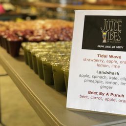 a menu for a variety of juices a menu for a variety of juices