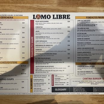 Lomo Libre Cantina - 1st page menu. - Peruvian Near Me - San Francisco, California Lomo Libre Cantina - 1st page menu. - Peruvian Near Me - San Francisco, California