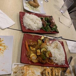 Fried rice, egg rolls, beef and pepper dish, stir fry with mixed vegetables, Vegas roll (super tasty). Fried rice, egg rolls, beef and pepper dish, stir fry with mixed vegetables, Vegas roll (super tasty).