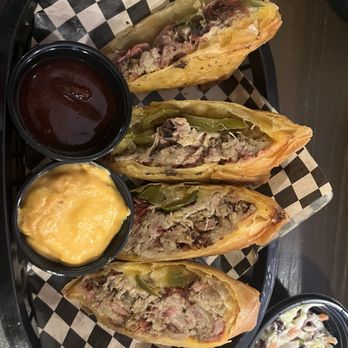 Biggin's Texas BBQ - Egg rolls with orange filmy sauce - Barbeque Near Me - Los Banos, California