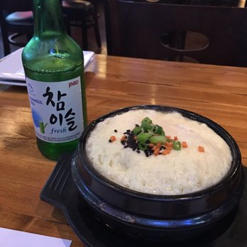 Orange Bar - Fluffy egg in a stone pot! It's probably called steamed egg or something like that on the menu. Goes great with soju. - Korean Near Me - Buena Park, California