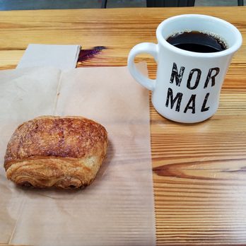 Normal Coffee - Amelia's chocolate pastry and a black coffee - Coffee & Tea Near Me - Indianapolis, Indiana