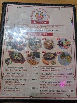 Menu photo 2 Tran Co Nuong Kitchen Garden Grove, CA