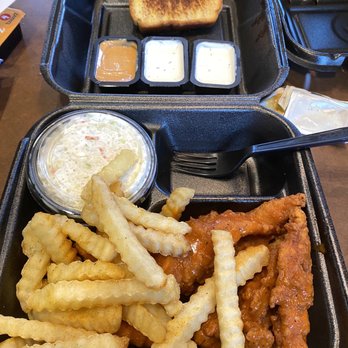 Zaxbys - 6 piece Buffalo plate, rolled in tongue torch. Fries, coleslaw and toast. Zax and ranch sauces. 10/10 - Chicken Wings Near Me - Bethlehem, Georgia